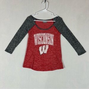 Wisconsin Badgers Burnout 3/4 Sleeve Shirt Juniors M 7/9 Women’s Red NCAA
